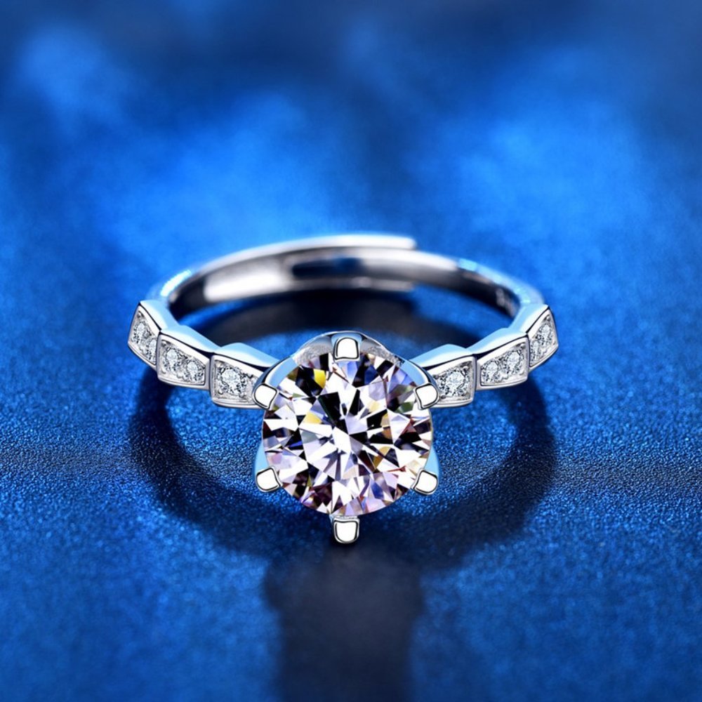 Certified 1ct. t.w. Diamond Moissanite Engagement Ring NEW E - Picture 3 of 8